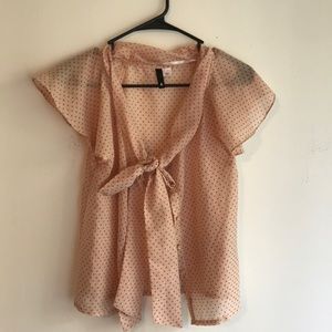 H&M button up bow blouse